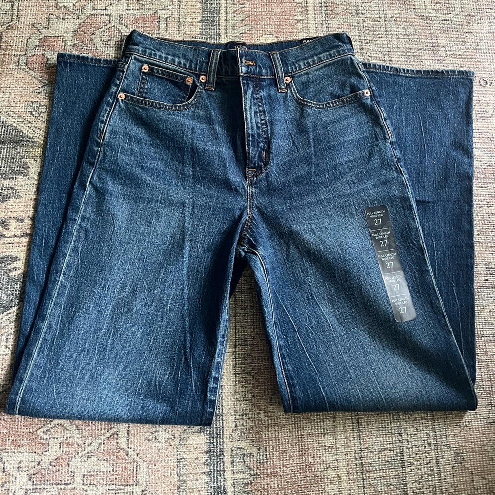 NWT J Crew Full Length Wide Leg Jeans